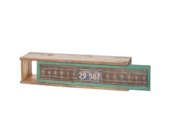 BERLINLODGE Holzregale^Wandregal HxBxT 65x16x13cm Tanne Holz Massiv Vintage Patchwork Hängeregal Regal