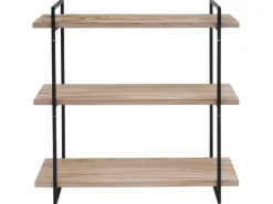 BERLINLODGE Wandregal HxBxT 60x60x18cm 3 Regalböden Massiv-Holz Industrial Hängeregal Schweberegal