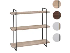 BERLINLODGE Wandregal HxBxT 60x60x18cm 3 Regalböden Massiv-Holz Industrial Hängeregal Schweberegal