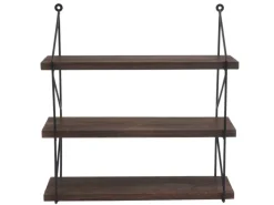 BERLINLODGE Schweberegale|Holzregale^Wandregal HxBxT 40x40x13cm 3 Regalböden Metall Massiv-Holz Industrial Hängeregal Schweberegal Regal