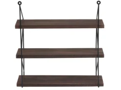 BERLINLODGE Schweberegale|Holzregale^Wandregal HxBxT 40x40x13cm 3 Regalböden Metall Massiv-Holz Industrial Hängeregal Schweberegal Regal