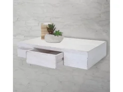 BERLINLODGE Holzregale^Wandregal Ilse HxBxT 8x40x25cm Regal Hängeregal Mit Schublade 40cm Weiß Shabby