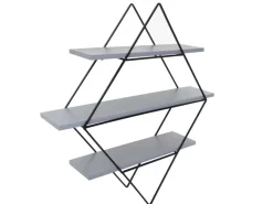 BERLINLODGE Schweberegale^Wandregal Rautenförmig HxBxT 60x55x12cm Industriedesign Echtholz -Blau Hängeregal Regal