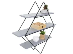 BERLINLODGE Schweberegale^Wandregal Rautenförmig HxBxT 60x55x12cm Industriedesign Echtholz -Blau Hängeregal Regal