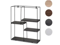 BERLINLODGE Schweberegale^Wandregal Rechteckig HxBxT 51x40x11cm 4 Regalböden Metall Massiv-Holz Industrial Dunkel Hängeregal Schweberegal Regal