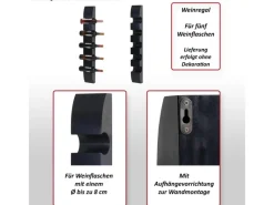 BERLINLODGE Weinregal Für 5 Flaschen HxBxT 99x13x9cm Flaschenregal Wandregal Flaschenhalter
