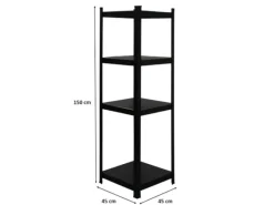 BERLINLODGE Bücherregale^Wohnregal Ragnar HxBxT 150x45x45cm Fachlast 100kg Matt Shwarz Bücherregal Standregal Büroregal für Wohnzimmer Arbeitszimmer