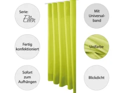 Bestgoodies Vorhänge|Gardinen^Dekoschal Ellen Universalband Blickdicht 2er Pack 140 cm x 145 cm Grün
