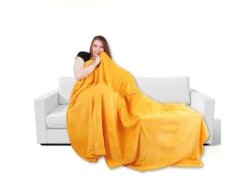 Bestgoodies Überwürfe^Mikrofaser Decke Hellorange Marigold 220 x 240 cm