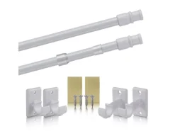 Bestlivings Cafehausstangen Weiß 125 bis 225 cm & Klemmträger