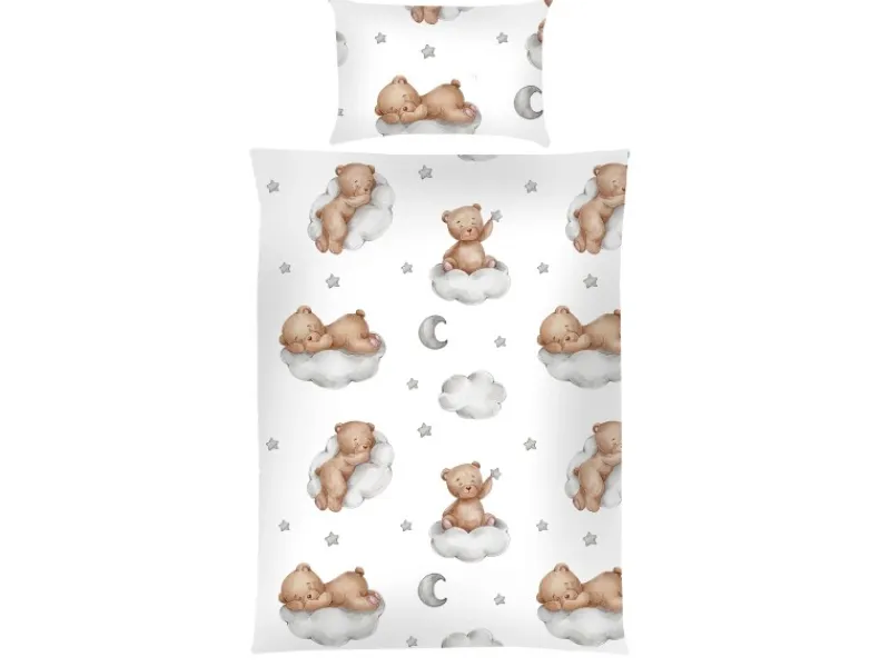 Bestlivings Bettwäsche^Kinder Bettwäsche 100 x 135 cm & 40 x 60 cm - Bärchen Wolke