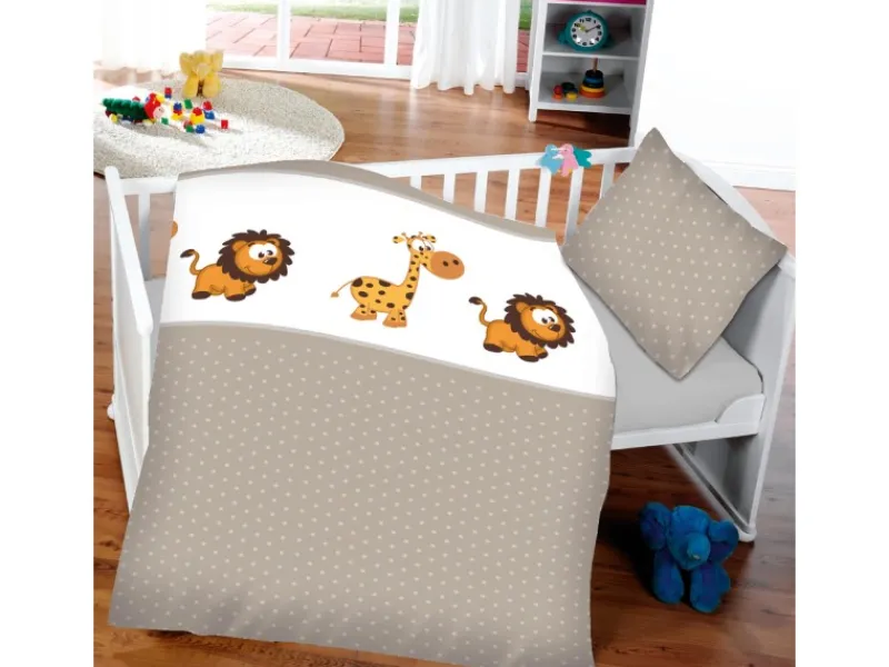Bestlivings Bettwäsche^Kinder Bettwäsche 100 x 135 cm & 40 x 60 cm - Löwe & Giraffe