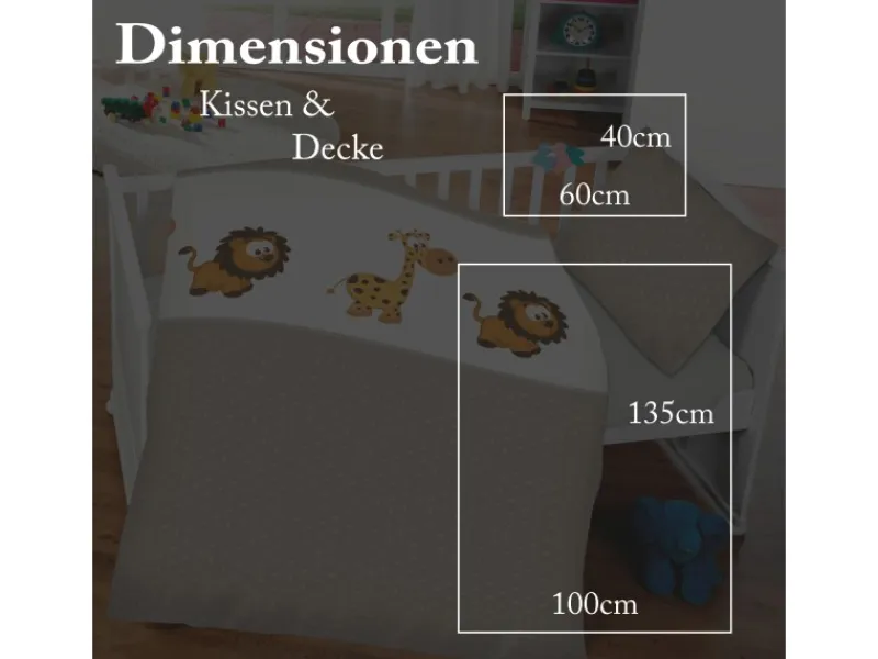 Bestlivings Bettwäsche^Kinder Bettwäsche 100 x 135 cm & 40 x 60 cm - Löwe & Giraffe