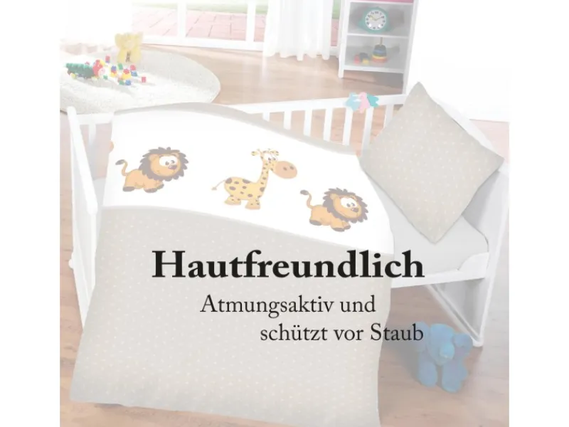 Bestlivings Bettwäsche^Kinder Bettwäsche 100 x 135 cm & 40 x 60 cm - Löwe & Giraffe