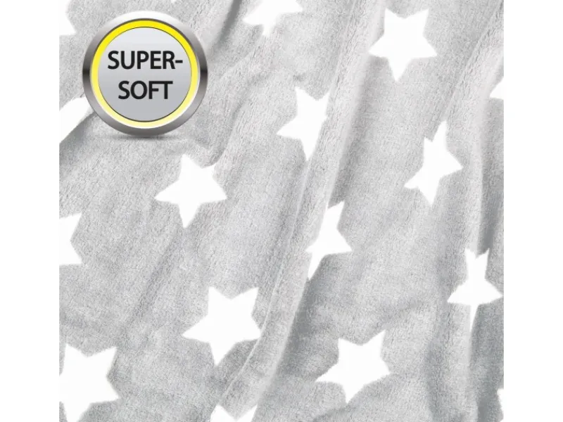 Bestlivings Überwürfe|Decken^Kuscheldecke Mit Sternen 180 x 220 cm Hellgrau