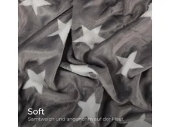 Bestlivings Decken|Bettwäsche^Spannbettlaken Cashmere Touch - 100 x 200 cm Anthrazit Sterne