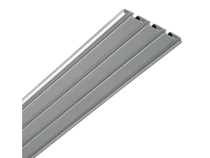 Bestlivings Vorhangschiene 240 cm Aluminium Silber 4 Lauf / 2 x 120 cm