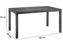 BICA Lido Wetterfestes Balkonset 5-tlg. mit 4 Sessel inkl. Sitzkissen und Tisch Houston Graphit
