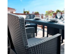 BICA Lido Wetterfestes Balkonset 5-tlg. mit 4 Sessel inkl. Sitzkissen und Tisch Houston Graphit