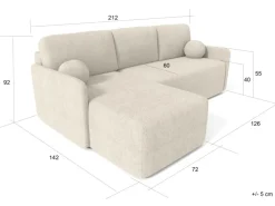 Björn&Schiller Sofas^Ecksofa mit Schlaffunktion und Bettkasten 212x92x142 cm Waschbarer Bezug