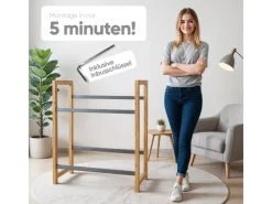 Björn&Schiller Getränkekistenregal für 4 Kisten – Regal aus Bambus und Metall mit Antirutschfüßen