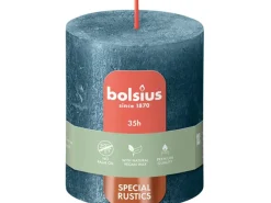 Bolsius Bastelzubehör^Rustik-Kerze Shimmer Winter Edition Ø 6,8 cm x 8 cm Blau