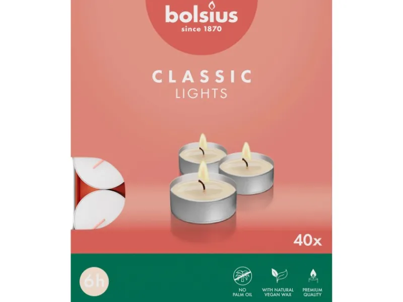 Bolsius Ostern|Kerzen^Teelichter in Box Brenndauer 6 Stunden 40 Stück