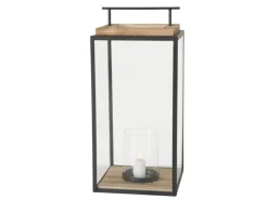 Boltze Laternen^Home Laterne Damiano Klein 35 cm x 15 cm x 15 cm Schwarz-Natur