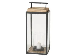 Boltze Home Laterne Damiano Groß 45 cm x 20 cm x 20 cm Schwarz-Natur