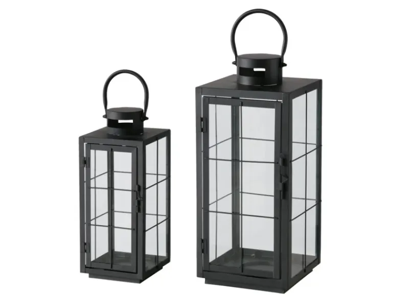 Boltze Laternen^Laternen-Set Esbjerg 2 -teilig 40 cm x 17,2 cm x 17,2 cm Schwarz