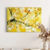 Bricoflor Wanddekoration^Abstraktes Leinwandbild Gelb Und Weiß Asiatisches Wandbild Acryl Gemälde Optik Für Schlafzimmer Und Flur Kunst Leinwand Bild Auf Keilrahmen