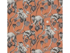 Bricoflor Affen Tapete Orange Grau Tropische Vliestapete mit Affe und Palmen in Dschungel Vlies Affentapete in Terracotta für Schlaf und Wohnzimmer