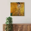 Bricoflor Wanddekoration^Art Déco Leinwand Bild Jugendstil Bild In Gold Ideal Für Schlafzimmer Und Wohnzimmer Kunstdruck Leinwandbild Mit Frau Im Art Nouveau Design