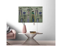 Bricoflor Wanddekoration^Asien Bild Auf Leinwand Grünes Wandbild Im Japan Stil Mit Kirschblüten Und Kimono Japanisches Leinwandbild Auf Keilrahmen Für Schlafzimmer