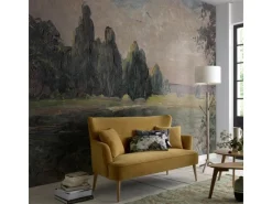 Bricoflor Fototapeten^Ausgefallene Tapete mit Landschaft Gemalt Vlies Fototapete Als Gemälde für Wohnzimmer und Esszimmer Bildtapete in Dunkelgrün Blau