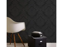Bricoflor Barock Tapete aus Papier und Vinyl Schwarze Ornament Tapete mit Vinyl Muster Neobarock Stil Elegante Wohnzimmer Papiertapete