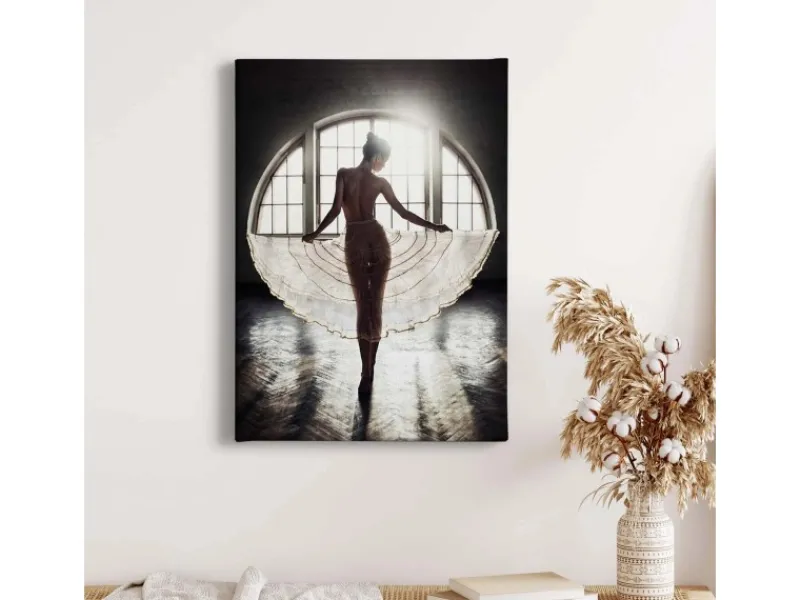 Bricoflor Bild Mit Frau In Schwarz Weiß Nostalgie Wandbild Mit Ballerina Für Schlafzimmer Und Wohnzimmer Leinwand Bild Mit Ballett Tänzerin