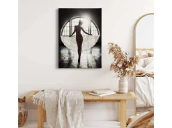 Bricoflor Bild Mit Frau In Schwarz Weiß Nostalgie Wandbild Mit Ballerina Für Schlafzimmer Und Wohnzimmer Leinwand Bild Mit Ballett Tänzerin