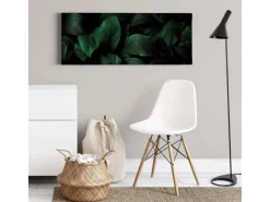 Bricoflor Bild Mit Grünen Blättern Auf Leinwand Dschungel Wandbild Mit Palmenblättern In Dunkelgrün Exostisches Leinwandbild Für Schlaf Und Wohnzimmer