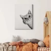 Bricoflor Wanddekoration^Bild Mit Katze Gezeichnet Modernes Leinwand Bild Mit Zeichnung Von Tier Grafik Wandbild In Schwarz Weiß Für Kinderzimmer Und Schlafzimmer