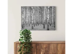 Bricoflor Wanddekoration^Birkenwald Bild Auf Leinwand In Schwarz Weiß Wandbild Mit Wald Motiv Ideal Für Schlafzimmer Und Flur Glattes Leinwandbild Auf Keilrahmen