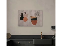 Bricoflor Ethno Bilder In Beige Terracotta Leinwandbild Mit Kunst Motiv 90 X 60 Cm Wandbild Mit Vasen Für Küche Und Wohnzimmer