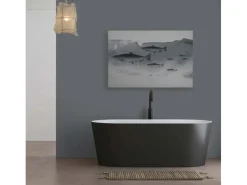 Bricoflor Fischschwarm Wanddeko Leinwandbild In Grau Für Küche Und Badezimmer Maritimes Wandbild Mit Fischen In 120 X 80 Cm Modern