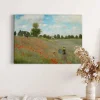 Bricoflor Wanddekoration^Gemälde Mit Blumenwiese Auf Leinwand Als Kunstdruck Kunst Bild In Ölgemälde Optik Für Wohnzimmer Und Flur Sommer Wandbild In Grün Und Rot