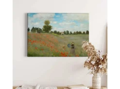 Bricoflor Wanddekoration^Gemälde Mit Blumenwiese Auf Leinwand Als Kunstdruck Kunst Bild In Ölgemälde Optik Für Wohnzimmer Und Flur Sommer Wandbild In Grün Und Rot