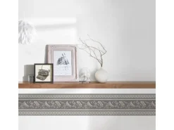 Bricoflor Bordüren^Graue Tapeten Bordüre 17 Cm Breit Ornament Tapetenborte Ideal für Wohnzimmer und Schlafzimmer Barock Tapetenborte in Grau und Beige