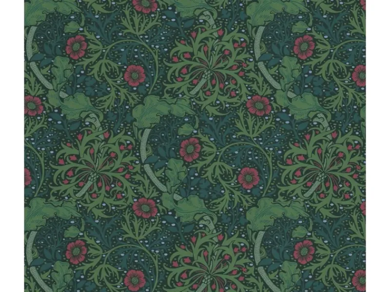 Bricoflor Dekorative Tapeten^Gründerzeit Tapete Mit Blumen Grün Rot Retro Blumentapete Dunkelgrün Für Schlafzimmer Und Küche Jugendstil Vliestapete