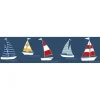 Bricoflor Bordüren^Kinder Tapete mit Segelboot als Bordüre Selbstklebend Tapetenbordüre für Kinderzimmer in Blau Vlies Kindertapete Maritim für Jungen