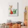 Bricoflor Wanddekoration^Kunst Bild Mit Katzen Abstrakt Buntes Leinwandbild Mit Tier Motiv Ideal Für Flur Und Küche Modernes Katzenbild Als Wand Deko