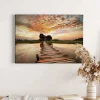 Bricoflor Wanddekoration^Leinwand Bild Mit Steg Am See Sonnenuntergang Leinwandbild In Pastellfarben Landschaft Wandbild In Abendstimmung Für Schlafzimmer Und Küche